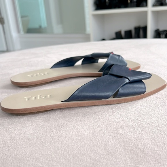 Tibi Womens Leather Knot Flat Sandals - navy - size 37.5 - Picture 7 of 10